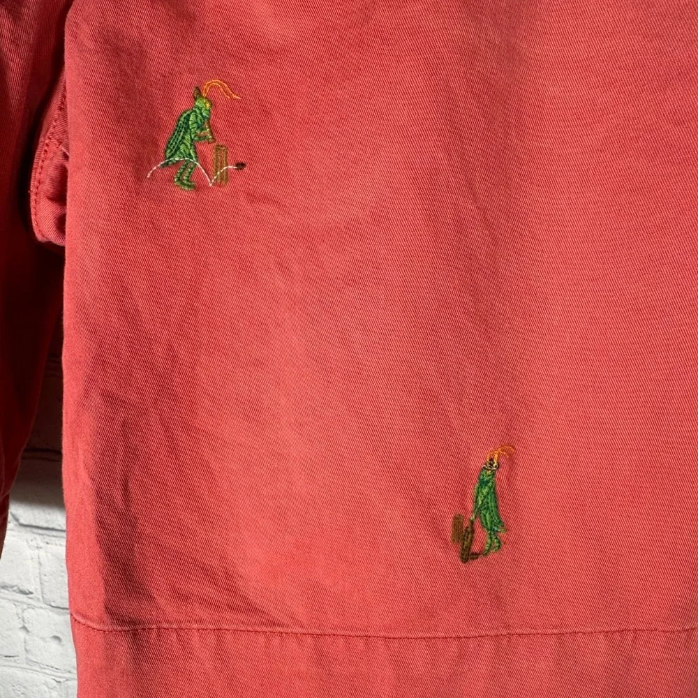 Polo Ralph Lauren Mens Salmon Pink‎ Pickle Sport Embroidered Chino Shorts